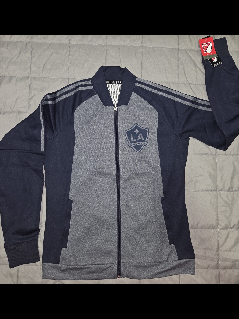 LA Galaxy  MLS Adidas Women's Team Logo Blue Full Zip Anthem Jacket size small
